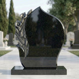 The Calla Lily teardrop Premium Black Granite Monument
