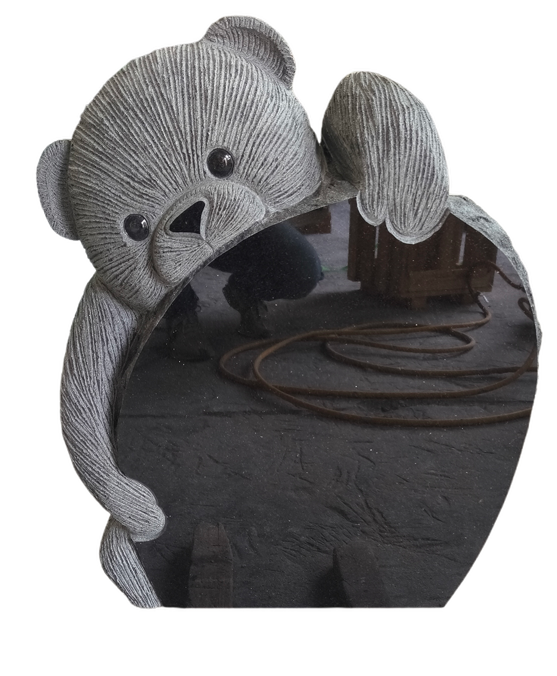 Hand-Carved Teddy Bear Granite Headstone for Child Memorial