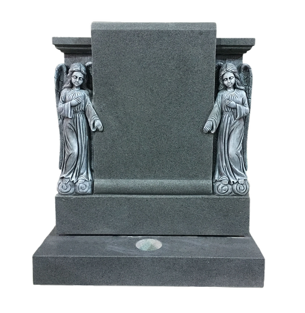 Dual Angel Pillar Upright Headstone