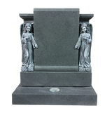 Dual Angel Pillar Upright Headstone