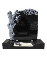 Polished Granite Headstone with Hand-Carved Tree Design
