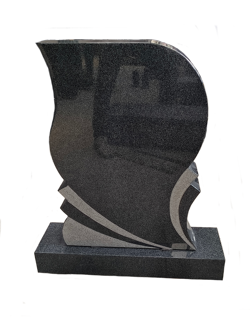 Modern Wave Shaped Polished Granite Upright Headstone