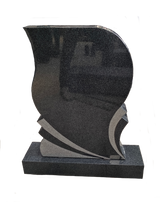Modern Wave Shaped Polished Granite Upright Headstone