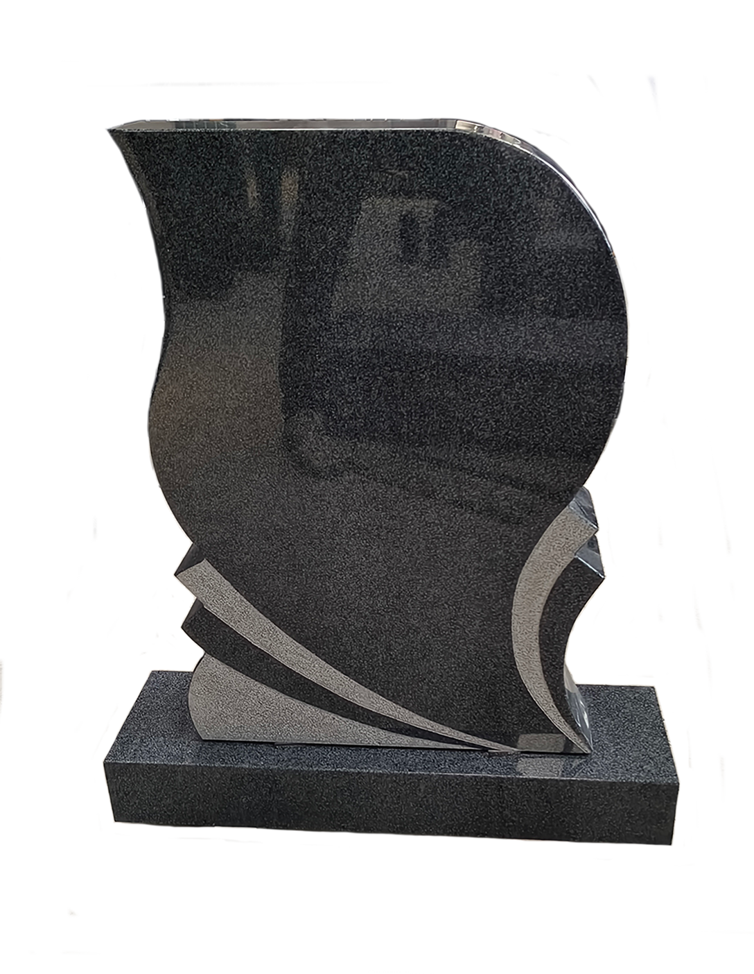 Modern Wave Shaped Polished Granite Upright Headstone